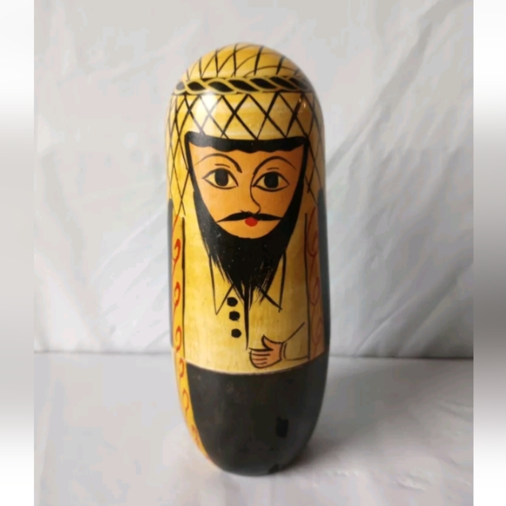 Arabic Persian Sheik Family Set of 5 Wooden Nesting Dolls See Description